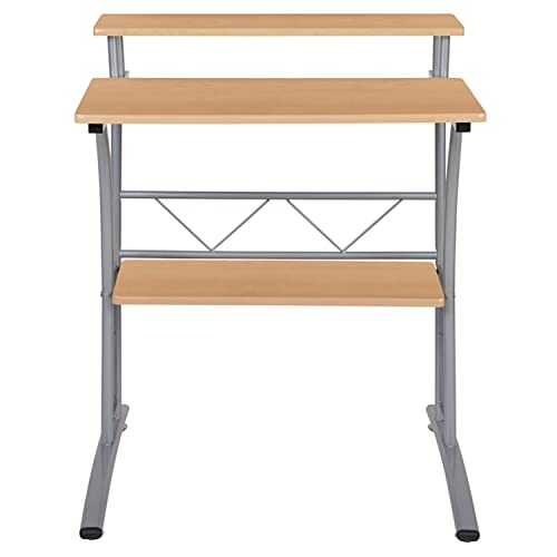 Flash Furniture Clifton Maple Computer Desk with Top and Lower Storage Shelves 28 Inch - color: Maple, size: 28 Inch
