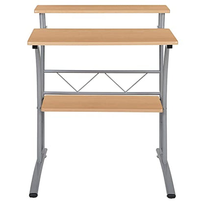 Flash Furniture Clifton Maple Computer Desk with Top and Lower Storage Shelves 28 Inch - color: Maple, size: 28 Inch