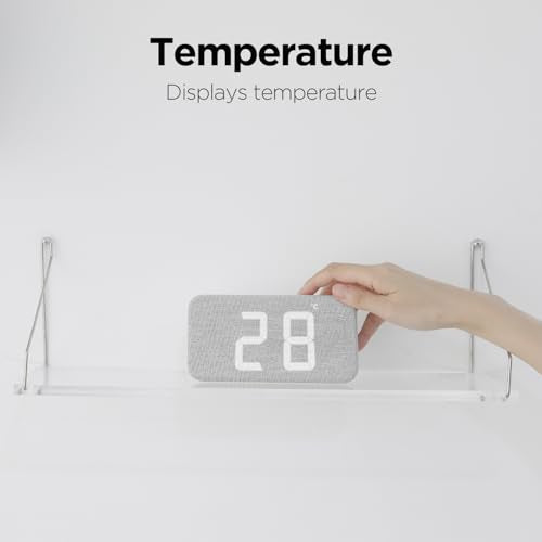 mooas Cosy Fabric LED Desk Clock, Digital Alarm Clock (Light Grey) | USB Charging Port, 12/24H Mode, Temperature Display, Alarm & Snooze, Cozy Atmosphere, Non-Slip Silicone pad for Stability - color: Light Grey