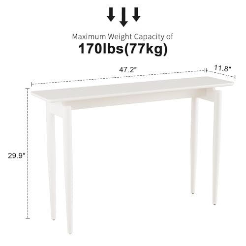 AQIMUELE Wood Console Table White Entryway Table, Thin Console Table, Sofa Tables for Living Room (47.2'') - color: White, size: 47.2"W x 11.8"D x 29.9"H