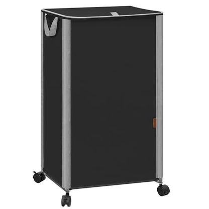 STORAGE MANIAC Rolling Laundry Hamper with Lid, 23.7 Gal (90 L) Large Tall Laundry Basket with Wheels & Handles, Aesthetic Dirty Clothes Hamper for Small Space, Dorm, Apartment, College, Black - color: Black