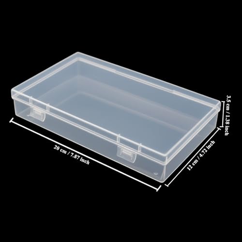 4 Pack Rectangular Clear Plastic Storage Containers | 7.87 x 4.72 x 1.38 inch, Hinged Lid, For Beads and Small Craft Items - size: 7.87 x 4.72 x 1.38 inch
