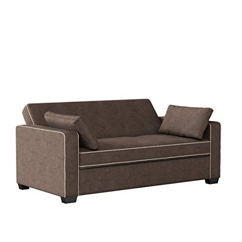 Serta Ainsley 72.6" Convertible Sleeper Sofa, Queen Size, Dreamcoil Comfort, Soft Woven Fabric, Java - color: Java, size: Queen Sofa