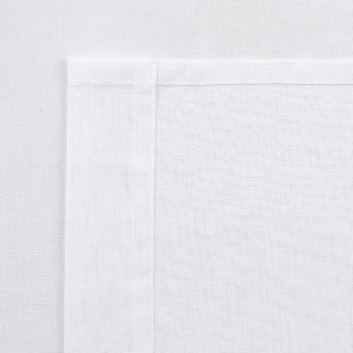 DWCN White Sheer Curtains, Grommet Top Faux Linen Look Voile Semi Transparent Solid Window Sheer Curtains Drapes for Bedroom Living Room, Set of 2 Panels 42 x 45 Inch Long, White - color: White, size: 42"W x 45"L (Pack of 2)