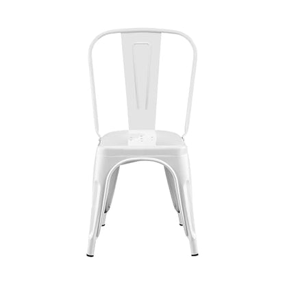 Metal Dining Chairs Set of 2,Arctic White Color | Iron Stackable Industrial Tolix Style Farmhouse Kitchen Cafe - color: Arctic White