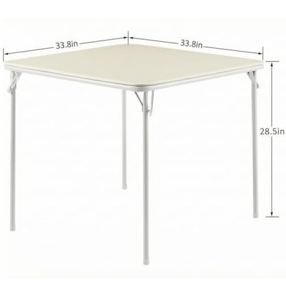 VECELO 34'' Folding Card Table Square with Soft Padded Tabletop, Portable for Dining Room, Parties, Games, Puzzles, Cream & Beige - color: Cream & Beige, style: Folding Table