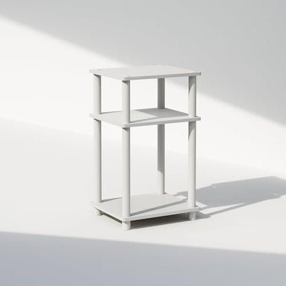 Furinno Just Turn-N-Tube Open Storage Nightstand, 1 Pack, 3-Tier, White/White - color: White/White, size: 1-Pack