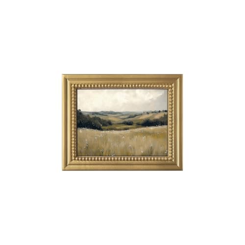 Gatheroad Vintage Gold Framed Canvas Wall Art Prints, Landscape Nature Oil Painting, Farmhouse Cottagecore Rustic Decor for Living Room Bedroom Bathroom, Ready to Hang 8x10 Inch - color: Earthy Hills, size: 8X10inch