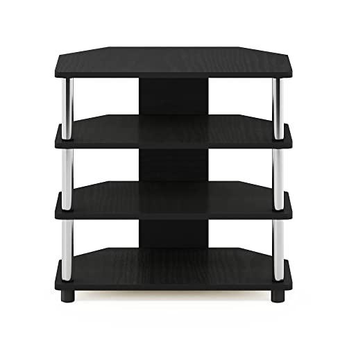 Furinno Turn-N-Tube Easy Assembly 4-Tier Petite Entertainment Center / TV Stand / TV Unit / TV Desk, Stainless Steel, Americano/Chrome - color: Americano, size: 4-Tier