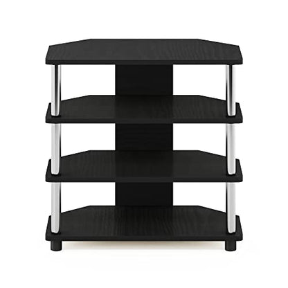 Furinno Turn-N-Tube Easy Assembly 4-Tier Petite Entertainment Center / TV Stand / TV Unit / TV Desk, Stainless Steel, Americano/Chrome - color: Americano, size: 4-Tier