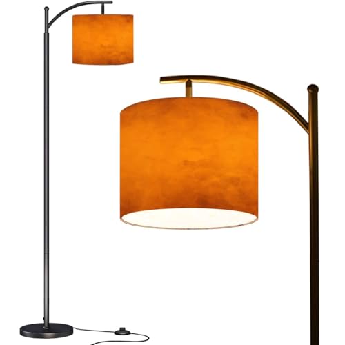 Arc Floor Lamp Orange autumn old watercolor texture painted marbled vintage grunge Modern Tall Standing Lamp Dimmable with Remote Adjustable Drum Shade Footswitch for Living Room Bedroom Office - color: Multi9