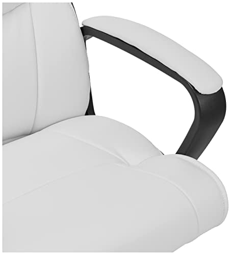 Amazon Basics Office Task Chair with Adjustable Height, 360° Swivel, Padded Armrests, Mid-Back, 275 Pound Capacity, BIFMA Certified, 24.2"D x 24"W x 38.6"H, White Faux Leather - color: White