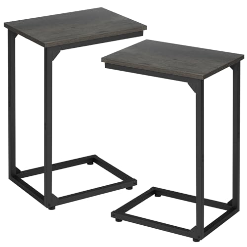 AMHANCIBLE C Shaped End Table Set of 2, Couch Side Table that Slide Under | TV Trays for Eating on Couch, Narrow Small Space Side Tables for Living Room Bedroom, Dark Grey - color: Dark Grey