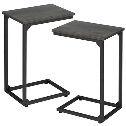 AMHANCIBLE C Shaped End Table Set of 2, Couch Side Table that Slide Under | TV Trays for Eating on Couch, Narrow Small Space Side Tables for Living Room Bedroom, Dark Grey - color: Dark Grey