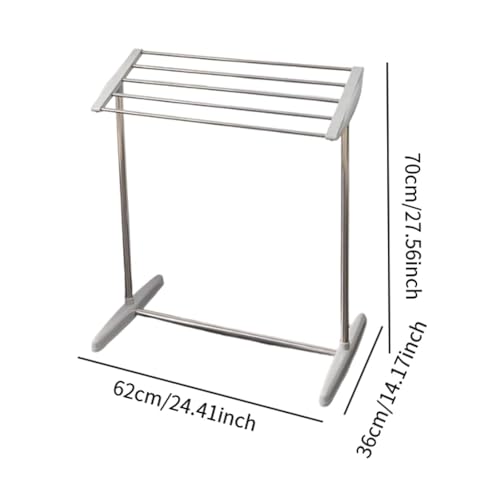 Fenteer Stainless Steel Clothes Drying Rack, 24.4 x 14.2 x 27.6 in Freestanding Laundry Rack for Indoor and Balcony Use