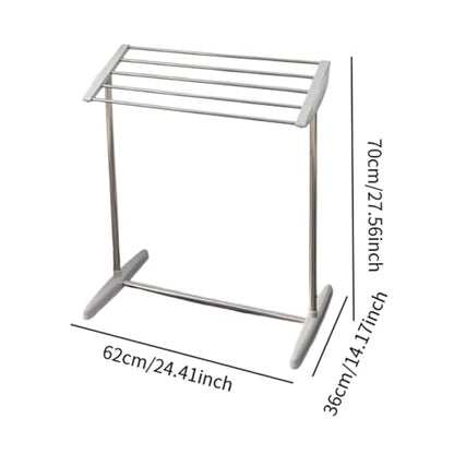 Fenteer Stainless Steel Clothes Drying Rack, 24.4 x 14.2 x 27.6 in Freestanding Laundry Rack for Indoor and Balcony Use