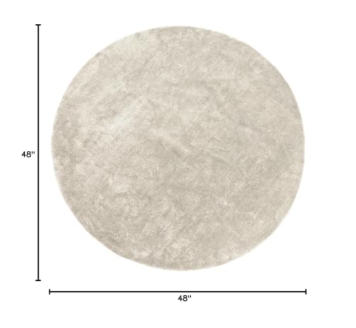 nuLOOM Loni Cream Solid Washable Area Rug, 4' Round - color: Cream, size: 4' (Round)