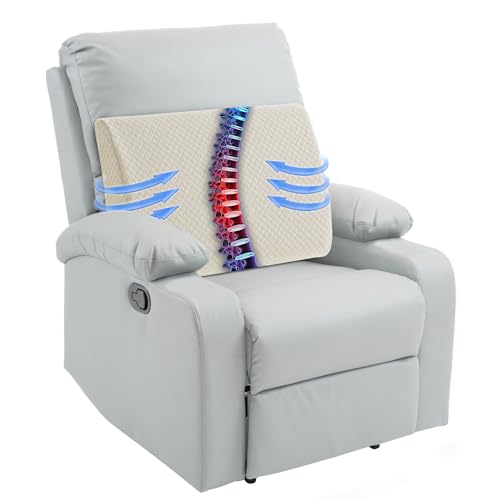 HOMBYS Lumbar Support Pillow for Recliner Chair, Memory Foam Back Support Cushion for Elderly,Extra Large Lumbar Support Pillow,Thick Backrest for Home Reading (Khaki, 20“x13.5"x5") - color: Khaki, size: 20“x13.5"x5"