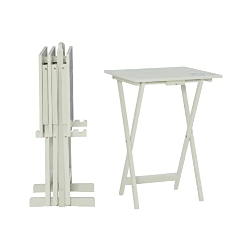 Linon Home Décor Atlas Compass Set Tray Table, Gray - color: Light Gray