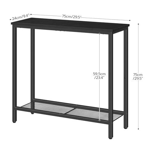 HOOBRO 29.5" Narrow Console Table, Small Entryway Table with Shelf, 2 Tier Thin Sofa Table, Behind Couch Table, Side Table, for Hallway, Living Room, Bedroom, Black BB74XG01 - color: Black