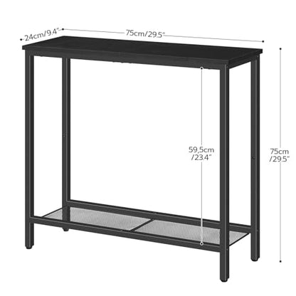 HOOBRO 29.5" Narrow Console Table, Small Entryway Table with Shelf, 2 Tier Thin Sofa Table, Behind Couch Table, Side Table, for Hallway, Living Room, Bedroom, Black BB74XG01 - color: Black