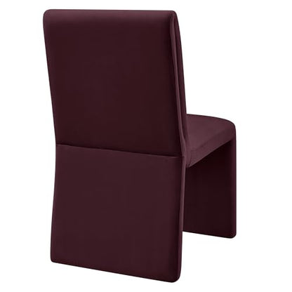 Modway Emory Upholstered Dining Side Chair in Mulberry - Single Armless Slipper Chair - Padded Performance Velvet Accent for Dining Room, Kitchen - color: Mulberry