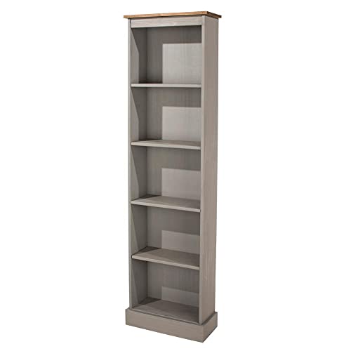 Wood Bookcase - Bookshelf - Tall Small Bookshelf - 118.11" W x 7.87" D x 69.29" H (Gray) - color: Grey