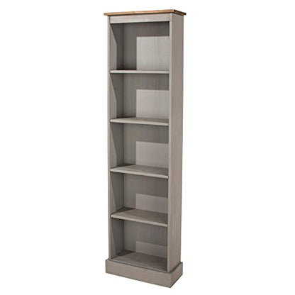 Wood Bookcase - Bookshelf - Tall Small Bookshelf - 118.11" W x 7.87" D x 69.29" H (Gray) - color: Grey