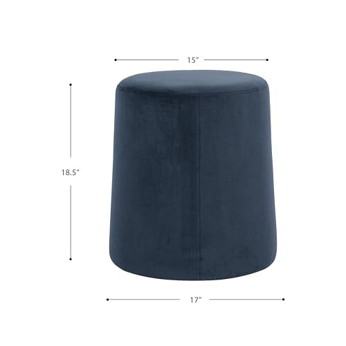 HomePop 17" Organic Shape Ottoman - Blue Velvet - color: Blue Velvet