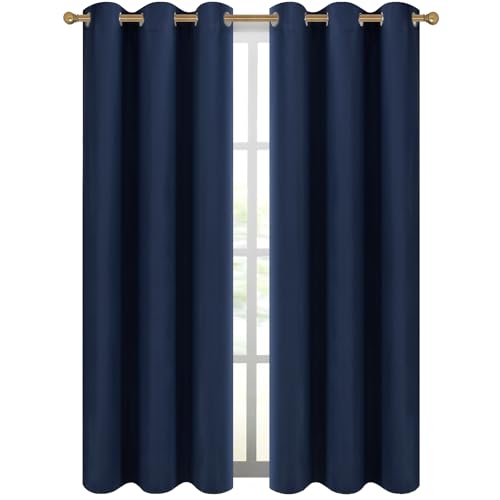 Diraysid Blackout Curtains for Bedroom Grommet Thermal Insulated Room Darkening Curtains (42 x 84 Inch, 2 Panels, Navy Blue) - color: Navy Blue, size: 42"W x 84"L (Pack of 2)
