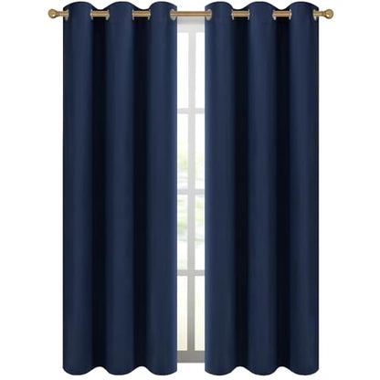 Diraysid Blackout Curtains for Bedroom Grommet Thermal Insulated Room Darkening Curtains (42 x 84 Inch, 2 Panels, Navy Blue) - color: Navy Blue, size: 42"W x 84"L (Pack of 2)
