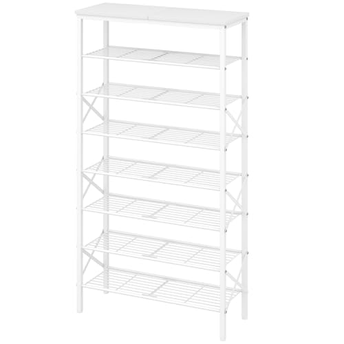 8 Tier Shoe Rack, Shoe Storage Organizer, Large Capacity Shoe Shelf Holds 32 Pairs of Shoes, Sturdy and Stable, for Entryway, Hallway, Closet, Dorm Room, White SS08WW - color: White, size: 27.8" x 10.8" x 52.6"
