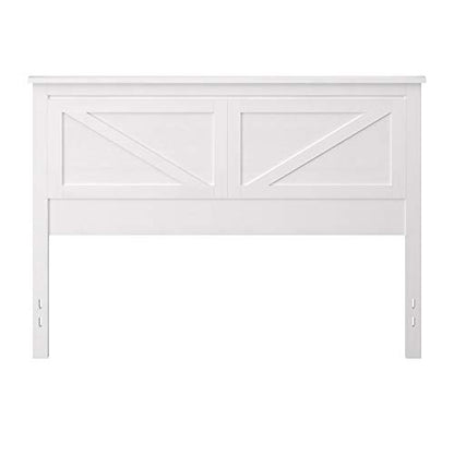 Farmhouse Style Wood Panel Headboard in Gloss White - Queen Size - color: Gloss White, size: Queen