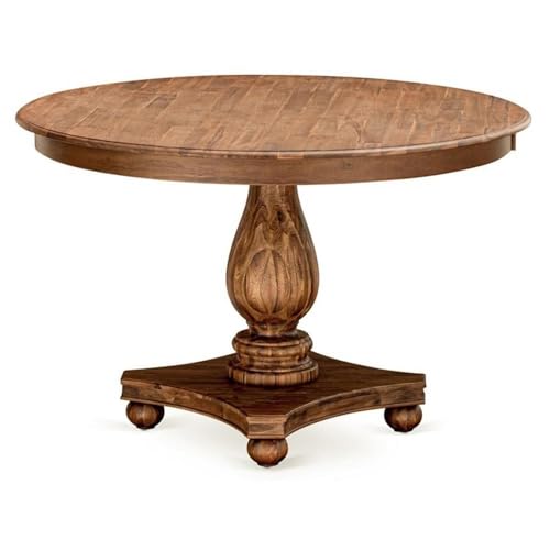 FE2-0N-TP Ferris Modern Dining Table - a Round Kitchen Table Top with Pedestal Base, 48x48 Inch, Sandblasting Antique Walnut - color: Sandblasting Antique Walnut, size: 48x48 Inch