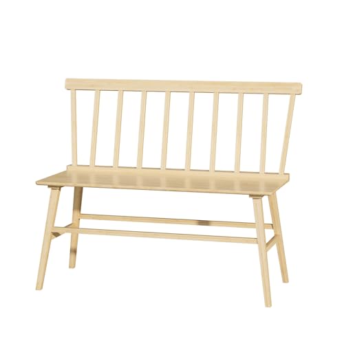 WISUCART Dining Bench for Kitchen & Dining Room with Spindle Back（Natural） | Natural Bamboo, Spindle Back, 300 LBS Weight Capacity, Ideal for entryways, bedrooms, outdoor settings, Easy Assembly & Clean - color: Natural, size: Without Arms