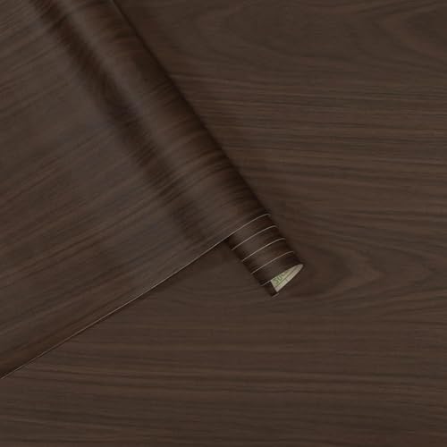 Extra Wide Wood Contact Paper Walnut Vinyl Wrap Dark Wood Grain Wallpaper | 48x197in Peel and Stick Countertops Matte Self-adhesive Waterproof Counter Top Covers Wall Paper for Cabinets and Drawers - color: Brown, size: 48"W x 197"L