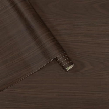 Extra Wide Wood Contact Paper Walnut Vinyl Wrap Dark Wood Grain Wallpaper | 48x197in Peel and Stick Countertops Matte Self-adhesive Waterproof Counter Top Covers Wall Paper for Cabinets and Drawers - color: Brown, size: 48"W x 197"L