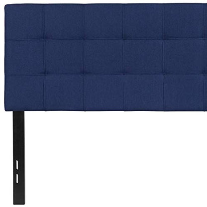 EMMA + OLIVER Navy Full Quilted Tufted Headboard | Adjustable Bed Rail Slots, Fabric Upholstered - color: Navy, size: Full