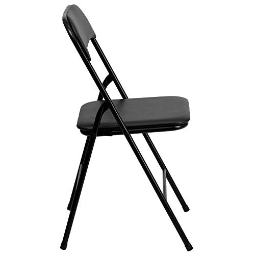 EMMA + OLIVER Black Square Folding Card Table and Chairs Set for 4 Players | Lightweight, Easy Storage, Padded Top - color: Black