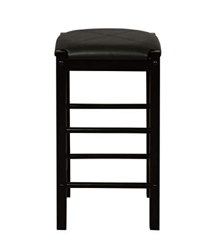 Space Saving Design, Black Finish, Faux Leather Seats, 36 Inch Counter Height Table - color: Black