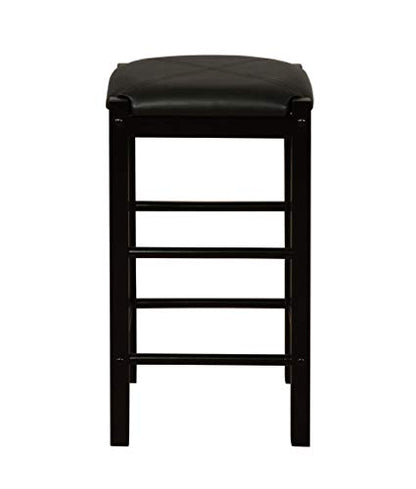 Space Saving Design, Black Finish, Faux Leather Seats, 36 Inch Counter Height Table - color: Black