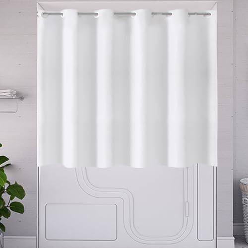 TOMOZ White Short Shower Curtain, No Hooks Shower Curtain for Walkin Tub or Step in Tub, Weighted Bottom Waterproof Polyester Curtain for Bathroom, 70x60 Inch - size: 70"W x 60"L (Pack of 1)