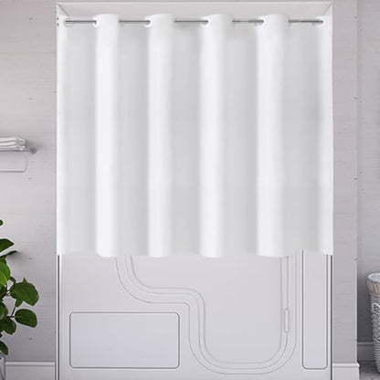 TOMOZ White Short Shower Curtain, No Hooks Shower Curtain for Walkin Tub or Step in Tub, Weighted Bottom Waterproof Polyester Curtain for Bathroom, 70x60 Inch - size: 70"W x 60"L (Pack of 1)