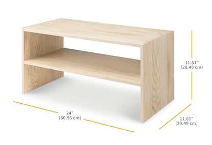 Whitmor Wood Stackable 2-Shelf Shoe Rack, White Oak, 24 inches - color: Light Brown, size: 24 INCH