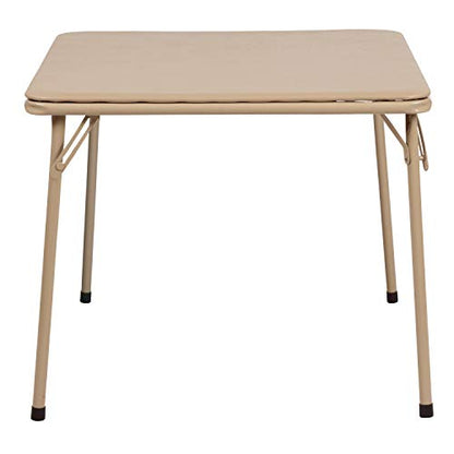 Flash Furniture Mindy Kids Folding Table, Tan | Vinyl Padded Top, Powder Coated Locking Legs, Daycare - color: Tan, size: Table