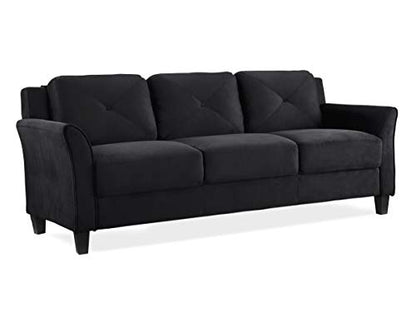 Studio Living Harrington 80.3" Sofa, Transitional Modern, Pocket Coil Comfort, Easy Assembly, Microfiber Fabric, Black - color: Black, size: Sofa