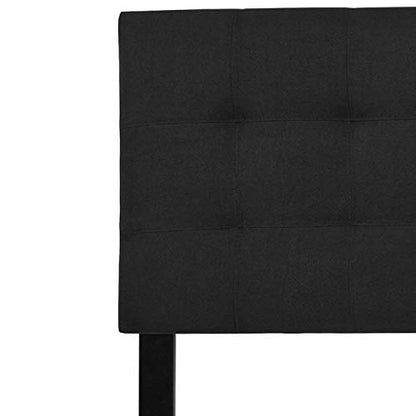 Quilted Tufted Upholstered King Size Headboard in Black Fabric - color: Black, size: King