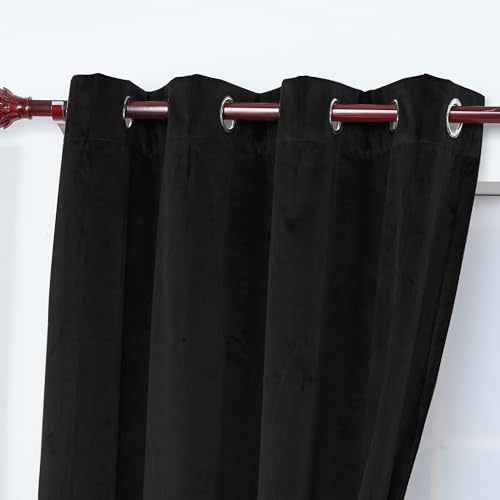 INLINAS Velvet Blackout Curtain - Luxurious Softness with Light Control, Thermal Insulated, Noise Reduction, Energy Saving Set of 2 Panels, Black, 52W x 63L Inch - color: Black, size: 52"W x 63"L (Pack of 2)