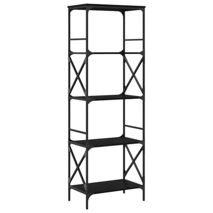 5-Tier Bookshelf Industrial Bookcase with Metal Frame, Tall Open Storage Display Shelving Unit for Living Room, Bedroom, Office, 23.2 x 13.8 x 67.3 Inches, Black - color: Black