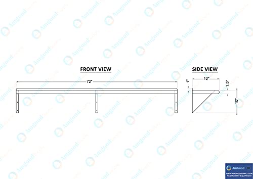 AmGood 72" Long X 12" Deep Stainless Steel Wall Shelf | NSF Certified | Appliance & Equipment Metal Shelving | Kitchen, Restaurant, Garage, Laundry, Utility Room - size: 72" Long X 12" Deep